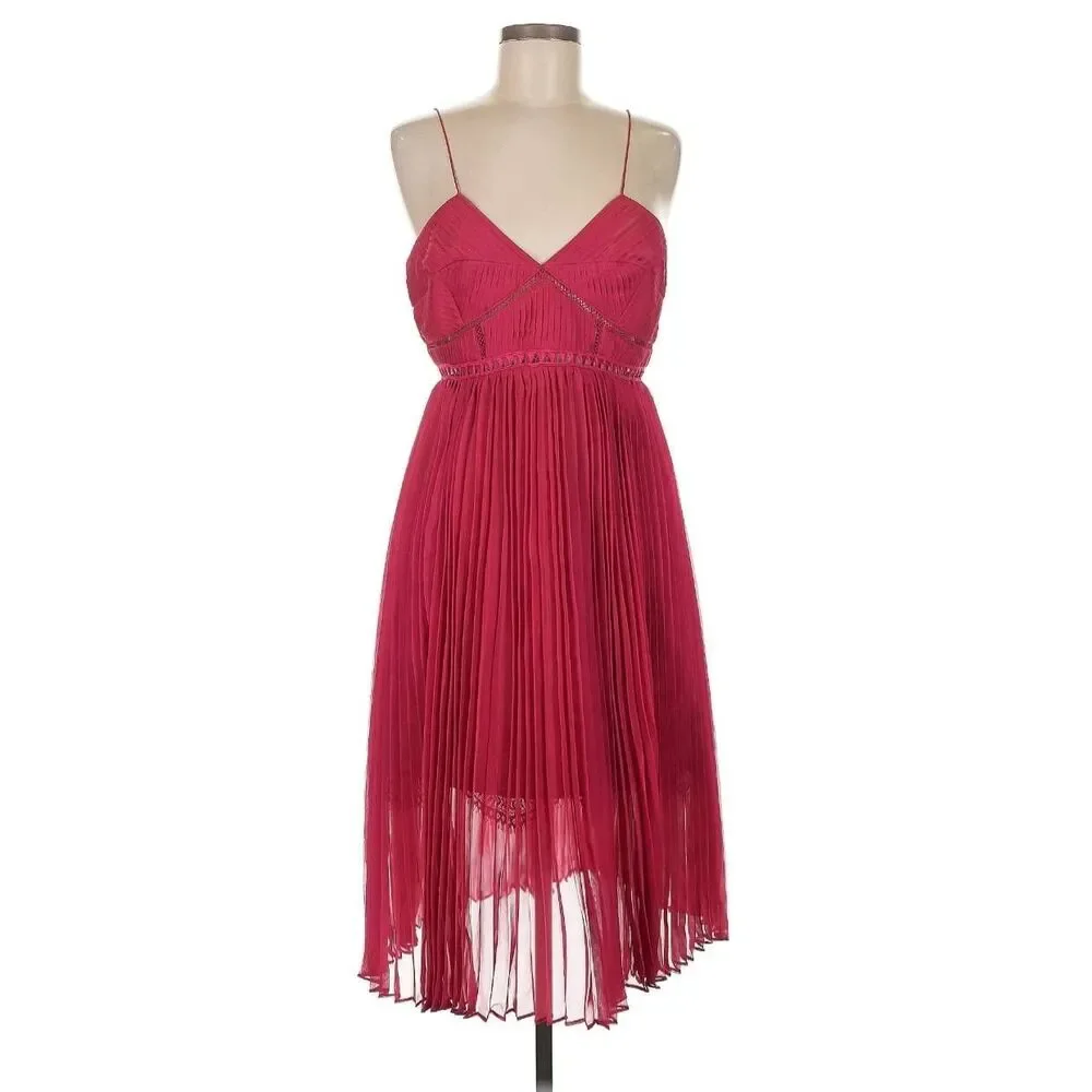 Self-Portrait Pleated Chiffon Cocktail Dress ASO Dynasty - Picture 6 of 11